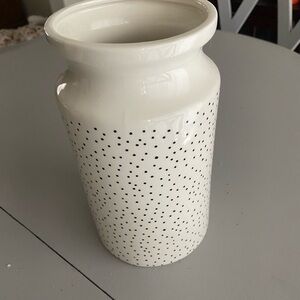 Elegant White and Black Polka Dot Vase